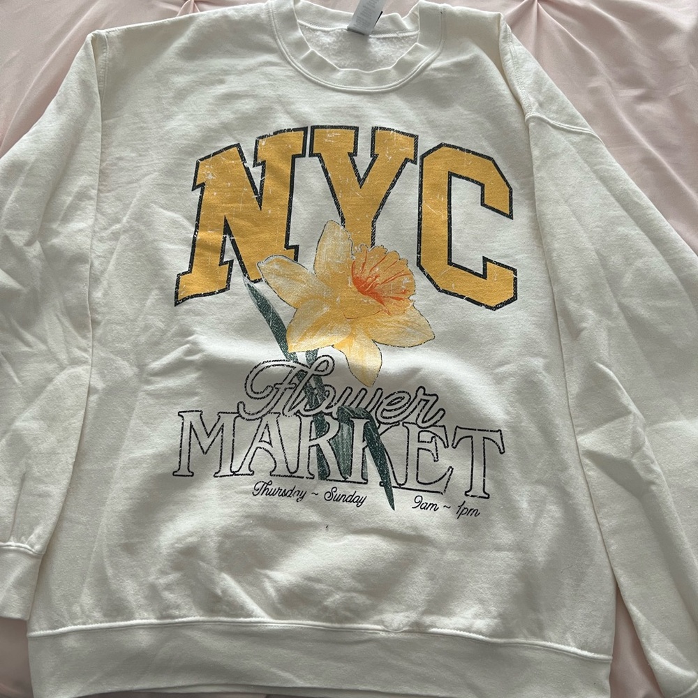 Sweet Claire White Sweatshirt with Yellow and Green Accents